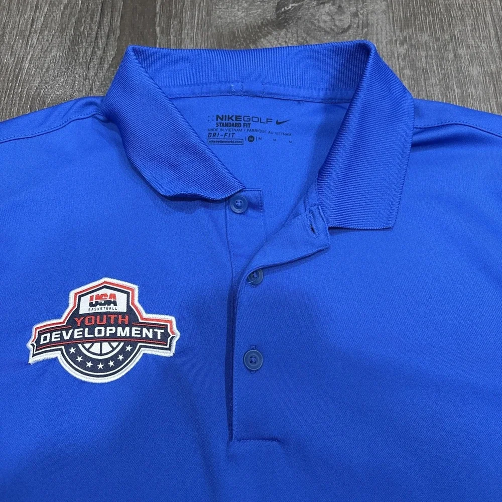 Nike Team USA Basketball Polo Shirt Mens Medium Dri-FIT Golf Short Sleeve